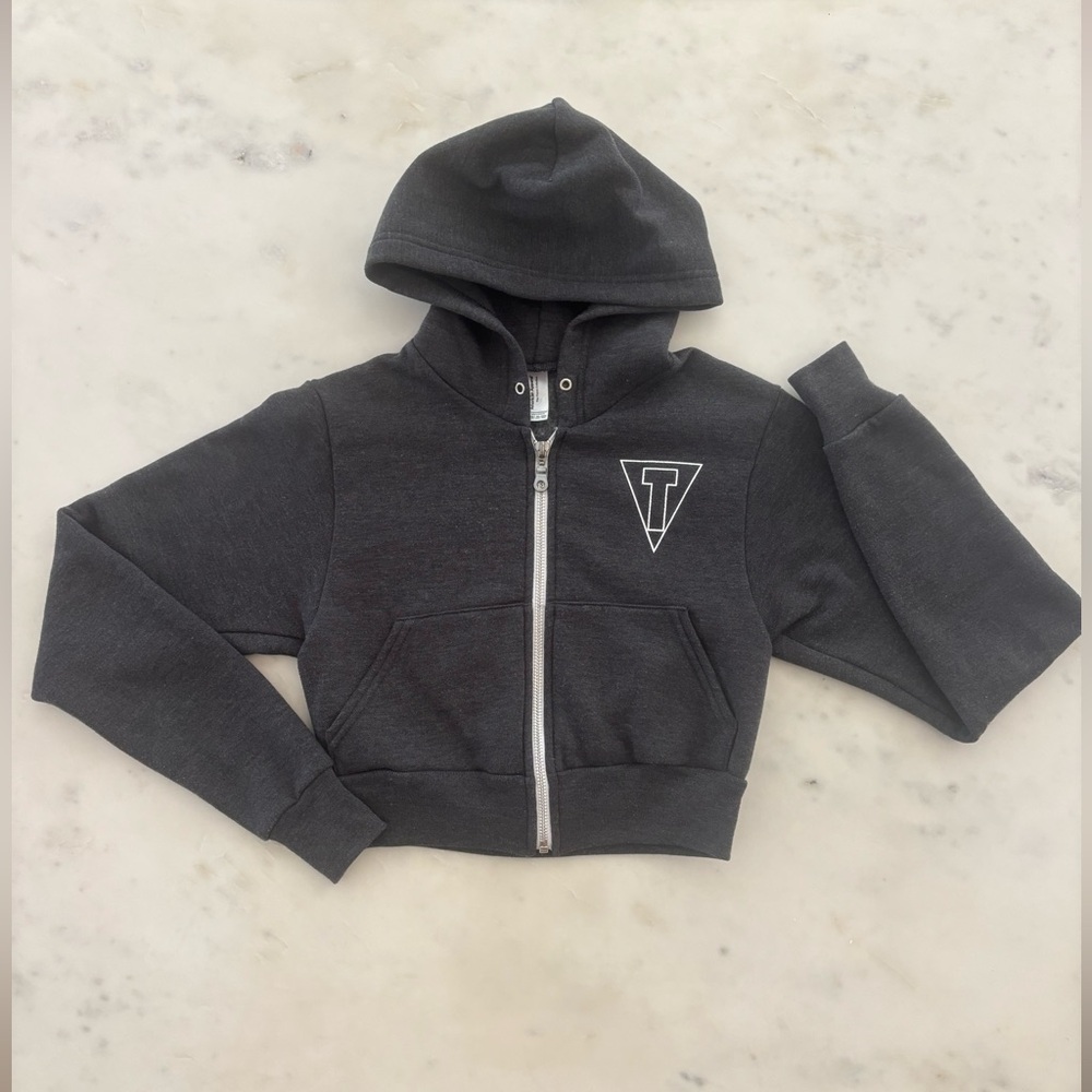 American Apparel Crop Fleece Gray Hoodie Title Boxing Club Size XS